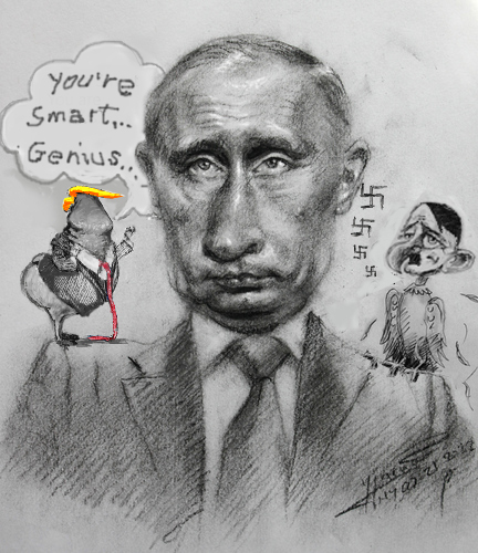 Cartoon: Stop Killers! (medium) by ylli haruni tagged putin,hitler,trump,president,war,ukraine,russia,nazis