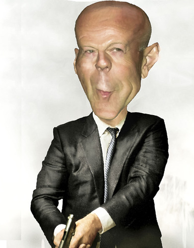 Cartoon: Bruce Willis (medium) by hakanipek tagged cinemaactorportraitfilmfamous