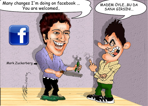 Cartoon: Facebook (medium) by hakanipek tagged facebook,zuckerberg,tease