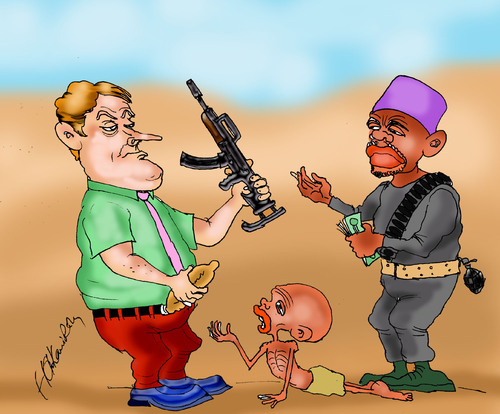 Cartoon: HUMANITARIAN AID (medium) by hakanipek tagged africa,humanity,hunger,poverty