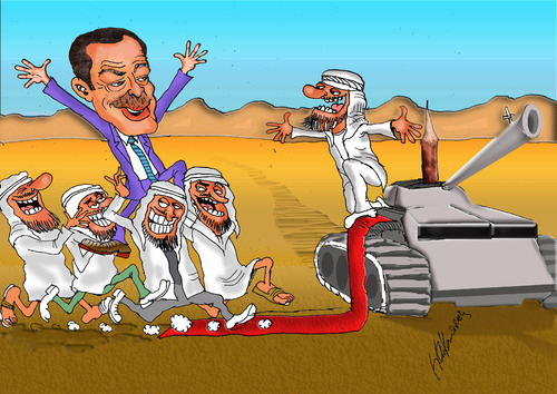 Cartoon: Turkish prime minister (medium) by hakanipek tagged erdogan,antisemitism,turkish,alliance,war