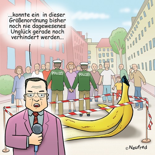 Cartoon: Dieser Cartoon ist ein Ausrutsch (medium) by neufred tagged absperrung,nachrichten,reporter,bananenschale