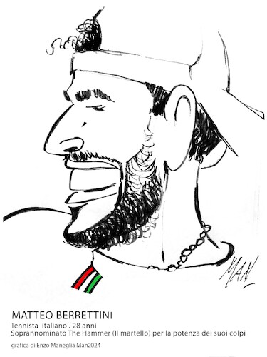 Cartoon: Berrettini Matteo (medium) by Enzo Maneglia Man tagged caricaturre,ritratti,personaggi,famosi,tennis,internazionale