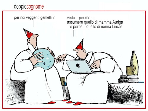 Cartoon: doppio cognome (medium) by Enzo Maneglia Man tagged vignette,umorismo,grafico,spilli,fighillearte,piccolomuseo,fighille,ita,by,enzo,maneglia