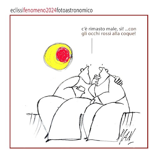 Cartoon: eclissi solare 2024 (medium) by Enzo Maneglia Man tagged vignetta,umorismo,grafico,eventi,fighillearte,piccolomuseo,ita