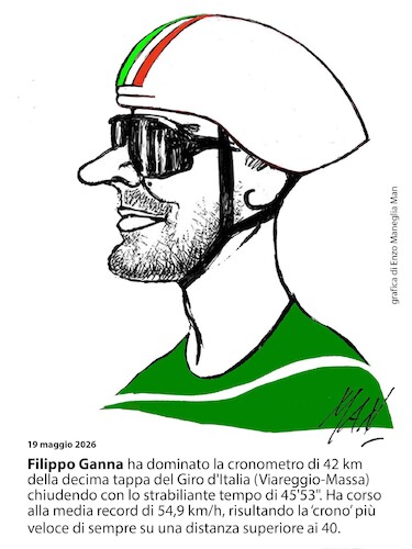 Cartoon: Filippo Ganna (medium) by Enzo Maneglia Man tagged caricature,filippo,ganna,ciclismo,sport