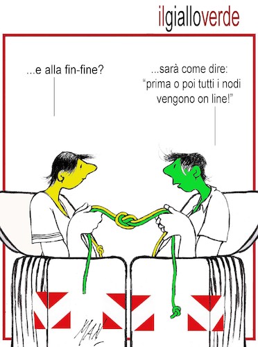 Cartoon: Governo GialloVerde (medium) by Enzo Maneglia Man tagged vignette,umorismo,grafico,satira,politica,fighillearte,man,maneglia