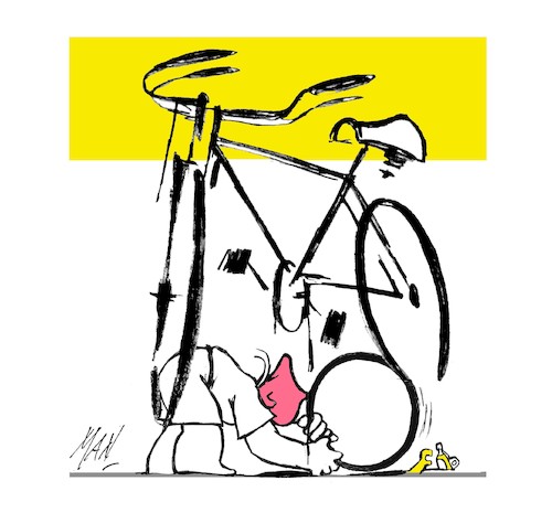 Cartoon: In bicicletta by Ruinetti (medium) by Enzo Maneglia Man tagged storie,racconti,novelle,di,franco,ruinetti,fighillearte,illustrazioni,grafica,enzo,maneglia,man