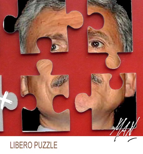 Cartoon: Libero puzzle (medium) by Enzo Maneglia Man tagged foto,fotografia,espressionista,surrealista,man,maneglia,fighillearte