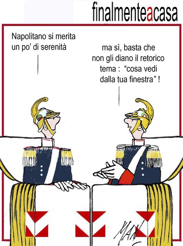 Cartoon: Napolitano torna a casa (medium) by Enzo Maneglia Man tagged fighillearte,maneglia,man,cassonettari