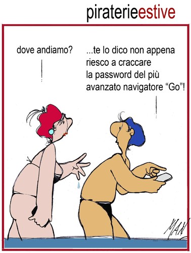Cartoon: piraterie estive (medium) by Enzo Maneglia Man tagged cassonettari,spilli,maneglia,enzo,man,fighillearte
