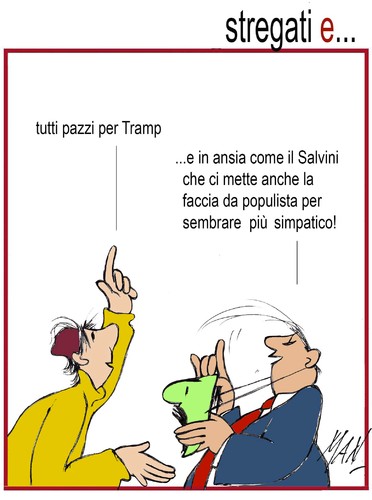 Cartoon: stregati da Trump (medium) by Enzo Maneglia Man tagged cassonettari,man,maneglia,fighillearte,vignette
