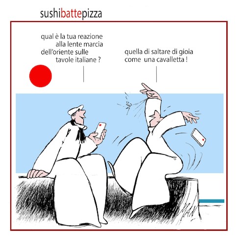 Sushi Batte Pizza Von Enzo Maneglia Man Medien And Kultur Cartoon