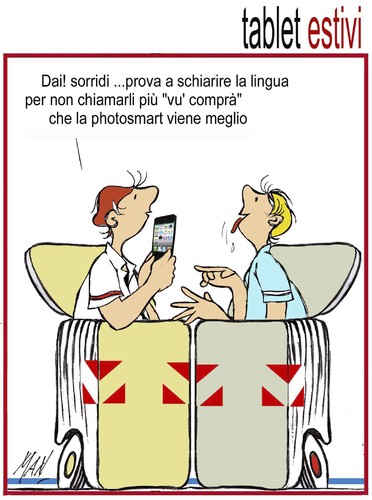 Cartoon: tablet estivi (medium) by Enzo Maneglia Man tagged compr,vu,fighillearte,maneglia,man,cassonettari