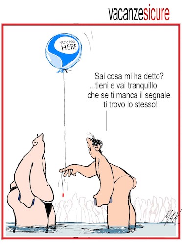 Cartoon: vacanze sicure (medium) by Enzo Maneglia Man tagged vignette,umorismo,grafici,spilli,cassonettari,fighillearte,piccolomuseo,di,fighille,enzo,maneglia,man