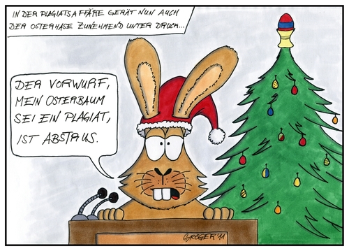 Cartoon: Der Osterhase unter Druck (medium) by JGT tagged betrug,plagiatsaffäre,eier,osterhase,guttenberg,plagiat,easter,ostern