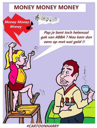 Cartoon: ABBA Hit (medium) by cartoonharry tagged abba,geld,cartoonharry