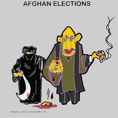 Cartoon: Afghan Elections 2009 (medium) by cartoonharry tagged karzai,taliban,afghanistan