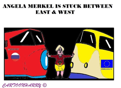 Cartoon: Angela Merkel (medium) by cartoonharry tagged germany,merkel,stuck,east,west