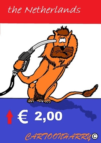 Cartoon: Benzineprijs (medium) by cartoonharry tagged kwartje,benzineprijs,leeuw,nederland,cartoon,cartoonist,cartoonharry,dutch,holland,toonpool