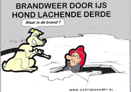 Cartoon: Brandweer in Aktie (medium) by cartoonharry tagged hond,brandweer,ijs,wak