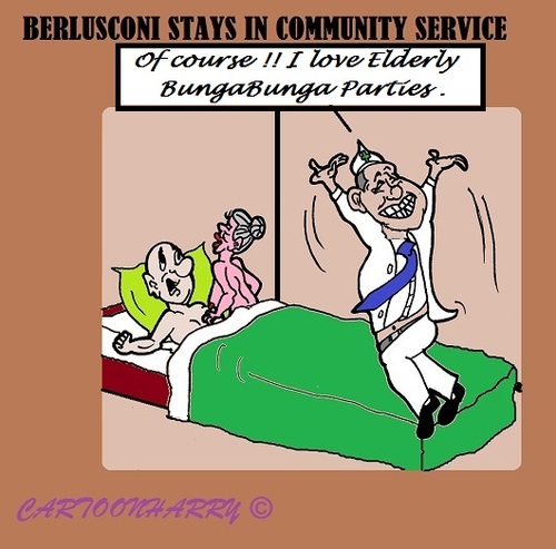 Cartoon: Bunga Berlusconi Busy (medium) by cartoonharry tagged italy,berlusconi,elderly,bunga