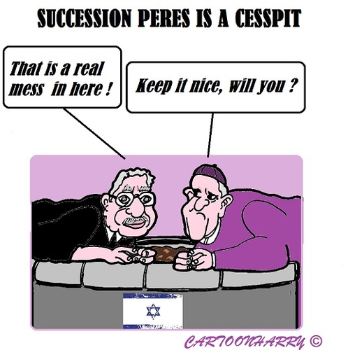 Cartoon: Cesspit Israel (medium) by cartoonharry tagged italy,rome,pope,abbas,peres,cesspit,succession,israel,palestina