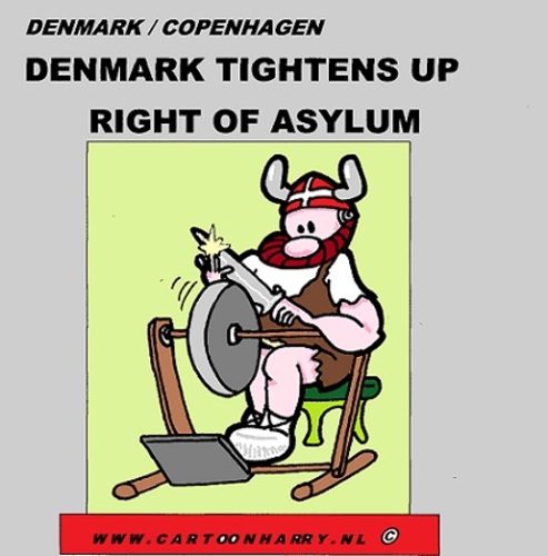 Cartoon: Denmark And Asylum (medium) by cartoonharry tagged facebook,toonsup,toonpool,dutch,cartoonharry,cartoonist,drawing,arts,art,artist,comix,comics,comic,cartoon,sharp,denmark,tightens,hyves,linkedin,buurtlink,deviantart