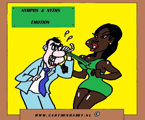 Cartoon: Emotional (medium) by cartoonharry tagged black,beauty,girl,sexy,nose,cartoon,nymphs,nyths,emotion,cartoonist,cartoonharry,dutch,toonpool