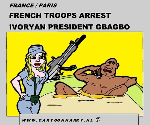 Cartoon: Gbagbo Hotel Prisoner (medium) by cartoonharry tagged gbagbo,hotel,bath,un,ivorycoast,ouattarra,cartoon,comic,comics,comix,artist,art,arts,girl,soldier,drawing,cartoonist,cartoonharry,dutch,toonpool,toonsup,facebook,hyves,linkedin,buurtlink,deviantart