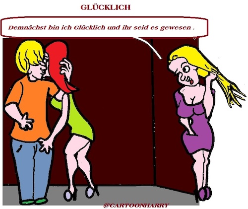 Cartoon: Glücklich (medium) by cartoonharry tagged cartoonharry,glücklich