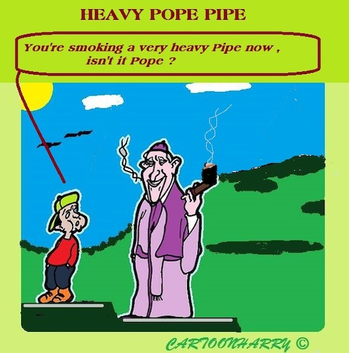 Cartoon: Heavy Pope Pipe (medium) by cartoonharry tagged pope,cartoonharry