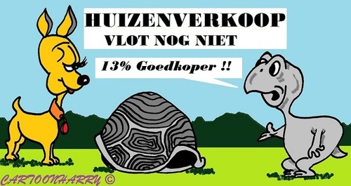 Cartoon: Huizenverkoop (medium) by cartoonharry tagged huis,verkoop,huizenverkoop,stagnatie,hond,schildpad,cartoon,cartoonist,cartoonharry,dutch,holland,toonpool