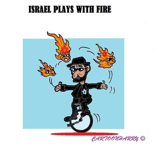 Cartoon: Israel and Fire (medium) by cartoonharry tagged israel,palestina,hamas,fire,war,conflict,gaza