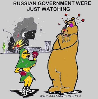 Cartoon: Just Watching (medium) by cartoonharry tagged russianbear,cartoonharry,tsjetsjenish,women,government