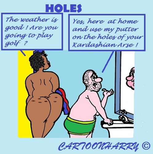 Cartoon: Kardashian Arse (medium) by cartoonharry tagged golf,putter,kardashian,holes