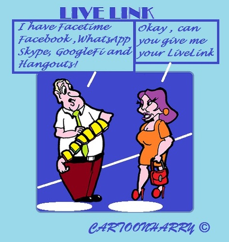 Cartoon: LiveLink (medium) by cartoonharry tagged internet,googlefi,windows,apple,facebook,facetime,app,whatsapp,skype,hangouts