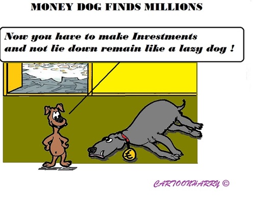 Cartoon: Money Dog (medium) by cartoonharry tagged moneydog,money,dog,investment,lazy