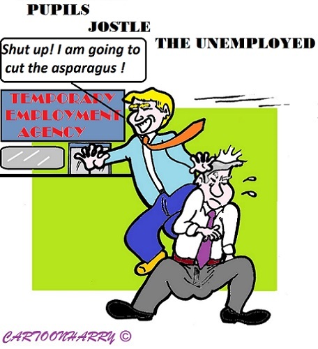 Cartoon: My Job (medium) by cartoonharry tagged asparagus,unemployed,pupil,work,cartoons,cartoonharry,dutch,toonpool