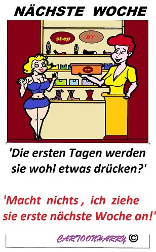 Cartoon: Neue Schuhe (medium) by cartoonharry tagged schlau,blond,schuhe,cartoon,cartoonist,cartoonharry,dutch,toonpool