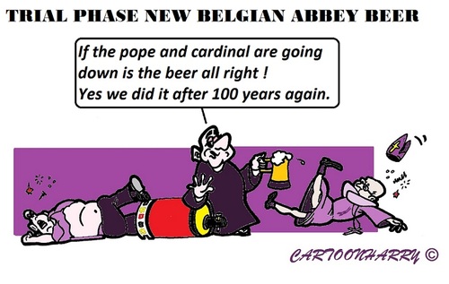 Cartoon: New Abbey Beer (medium) by cartoonharry tagged abbeybeer,beer,pope,cardinal,priest,toonpool