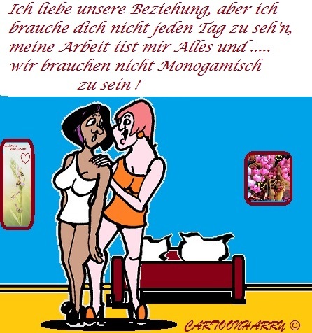 Cartoon: Nicht Monogamisch (medium) by cartoonharry tagged lesbisch,monogamisch