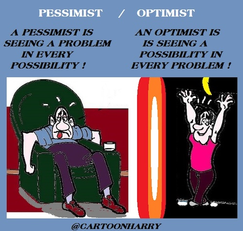 Cartoon: Optimism and Pessimism (medium) by cartoonharry tagged optimism,pessimism,cartoonharry