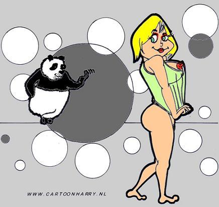 Cartoon: Panda Bear Girl (medium) by cartoonharry tagged pandabear,girl,sexy,bubbles,cartoonharry