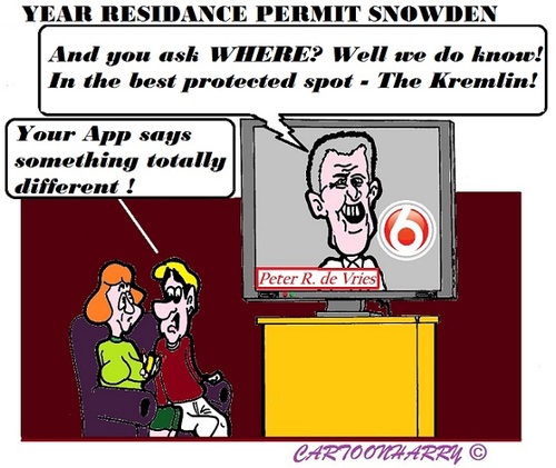 Cartoon: Residance Permit Snowden (medium) by cartoonharry tagged russia,snowden,residance,permit,peterrdevries,app,toonpool
