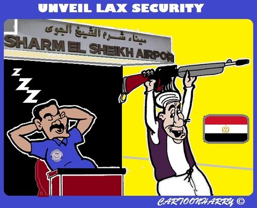 Cartoon: Sharm el-Sheikh Airport (medium) by cartoonharry tagged egypt,airport,lax,security