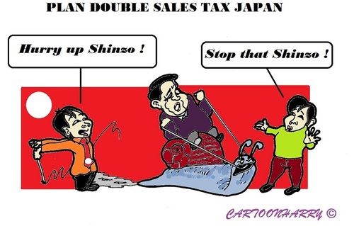 Cartoon: Shinzo Abe (medium) by cartoonharry tagged japan,shinzo,abe,double,plan,sales,tax,toonpool