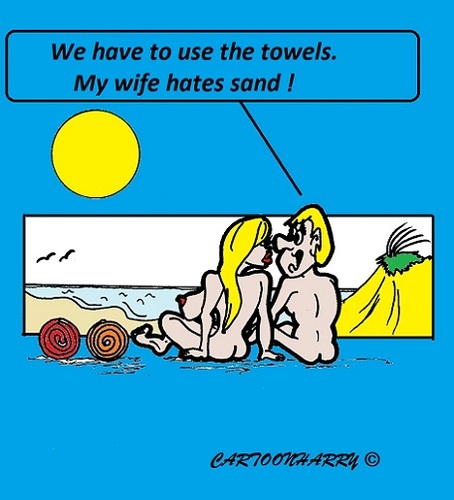 Cartoon: Strange (medium) by cartoonharry tagged sand,wife,cheating,beach,towels,cartoons,cartoonists,cartoonharry,dutch,toonpool