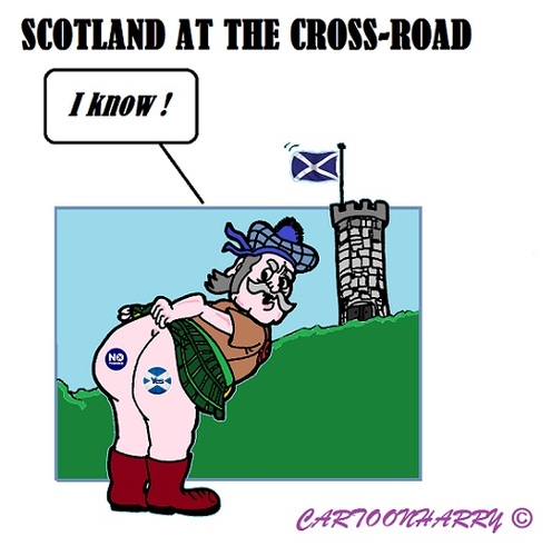 Cartoon: The Scottish Cross-Road (medium) by cartoonharry tagged scotland,scottish,referendum