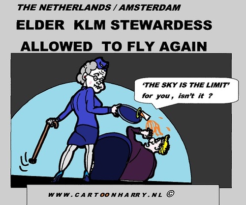 Cartoon: The Sky Is The Limit (medium) by cartoonharry tagged the,deviantart,buurtlink,linkedin,hyves,toonsup,toonpool,girl,holland,dutch,cartoonharry,cartoonist,drawing,artist,comix,comics,comic,cartoon,limit,stewardess,klm,sky